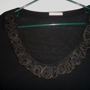 Just Ginger Black Scoop Neck Zipper Detail Top M